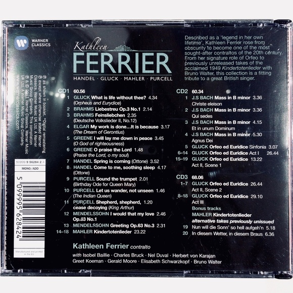 Kathleen Ferrier 3 CD BOX SET Warner Classics UPC 5099995628424 - Picture 7 of 7